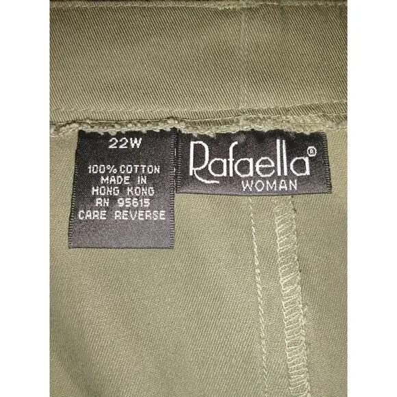 Vintage Rafaella Skirt Olive Green Size 22W Straight Front Cute Retro Spring
